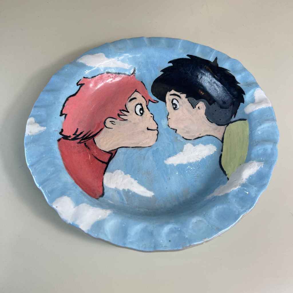 Piring Keramik Handmade | Piring Karakter Ponyo Ghibli | Plate Handmade Kartun Jepang