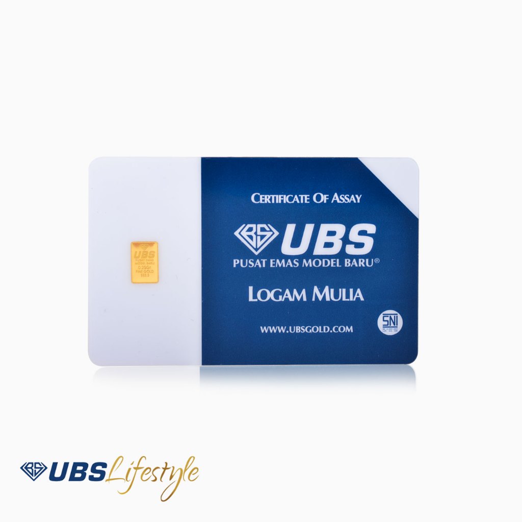Logam Mulia (LM) Emas UBS 0.1 0.25 gram 24 karat 9999% SNI UBS Press- Gold Bar Classic