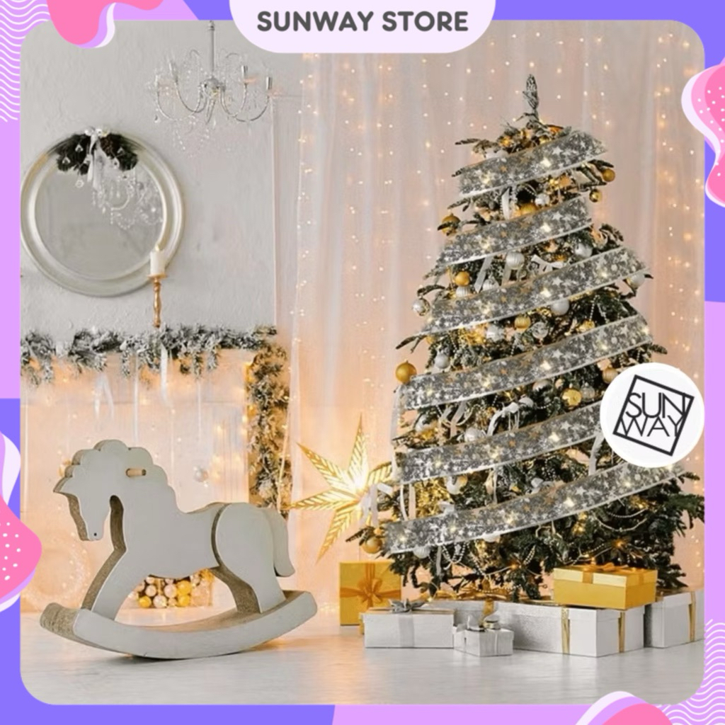 Pita Lampu LED / Lampu Natal Kain / Dekorasi Pohon Natal / Hiasan Natal