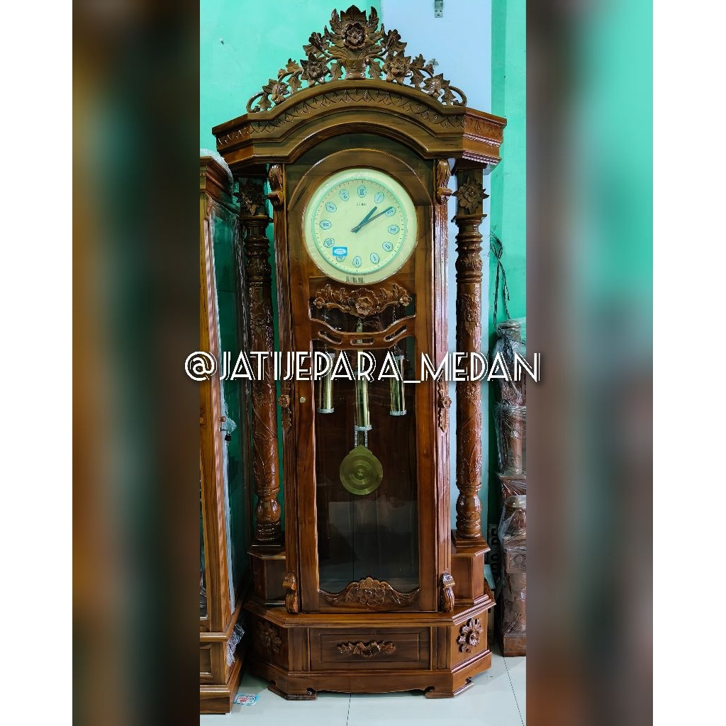 Almari Jam Mawar / Jam Jati Asli Jepara / Jam Hias