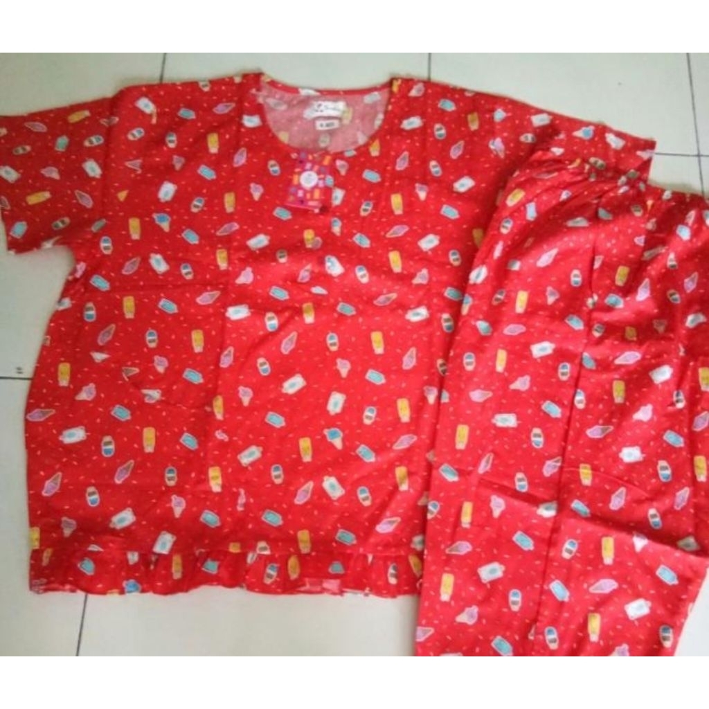 Baju tidur sunly sleep wear kaki 3/4 size jumbo L 2L 3L