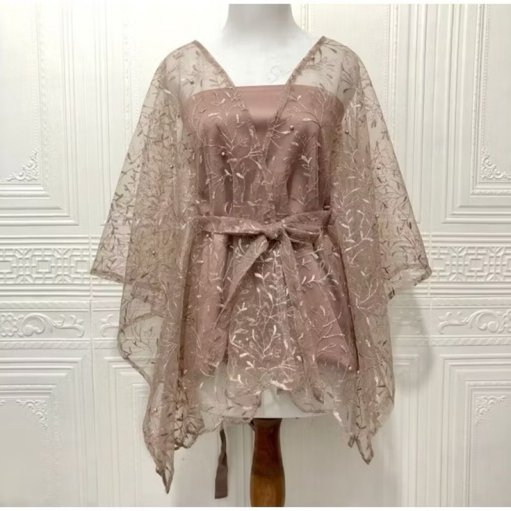 Outer + manset lengan panjang + rok lilit satin