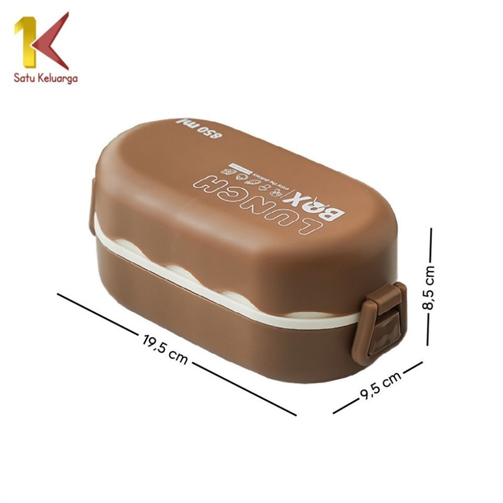 kotak makan, kotak bekal bento tumpuk 2 warna coklat