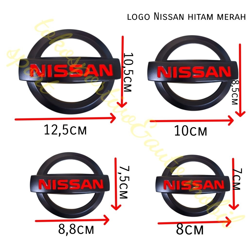 LOGO EMBLEM LAMBANG NISSAN HITAM DOFF MERAH MODEL TEMPEL PREMIUM