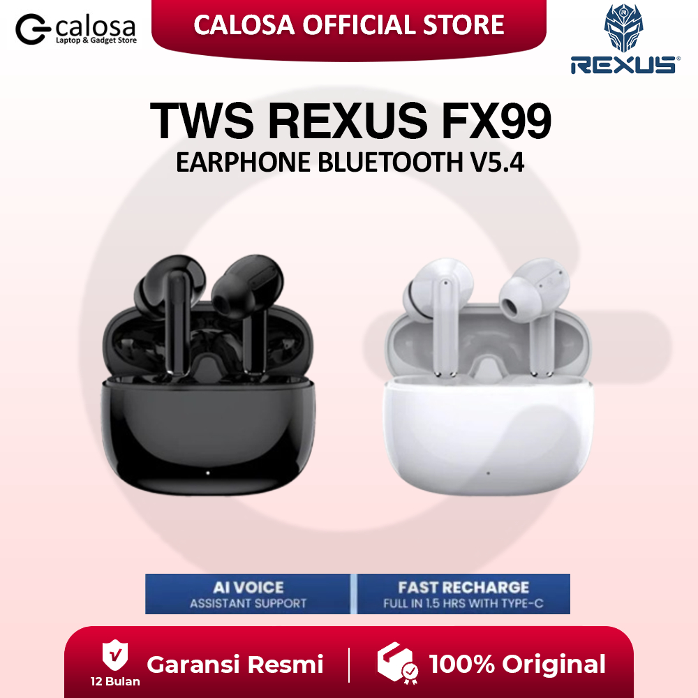 Earphone Bluetooth TWS V5.4 REXUS FX99 Deep Bass & Support Voice