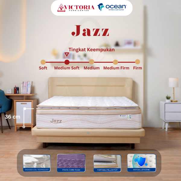 Ocean Jazz 100 120 160 180 200 Mattrass Only Kasur Saja Fullset Full Set Springbed Spring Bed