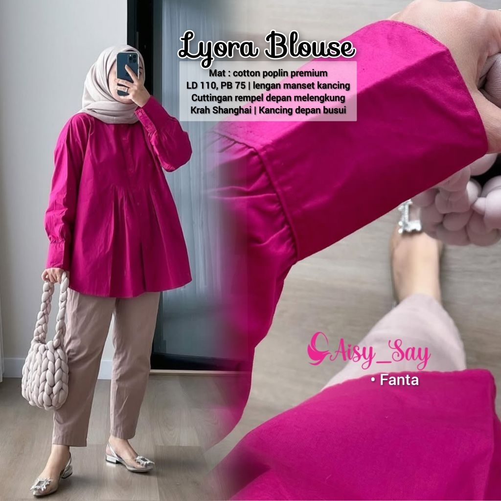 Lyora Blouse Wanita Katun Poplin Premium Korean Style | Atasan Wanita Kekinian Hijab style | Blouse 
