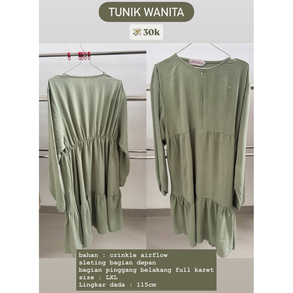Tunik wanita warna sage