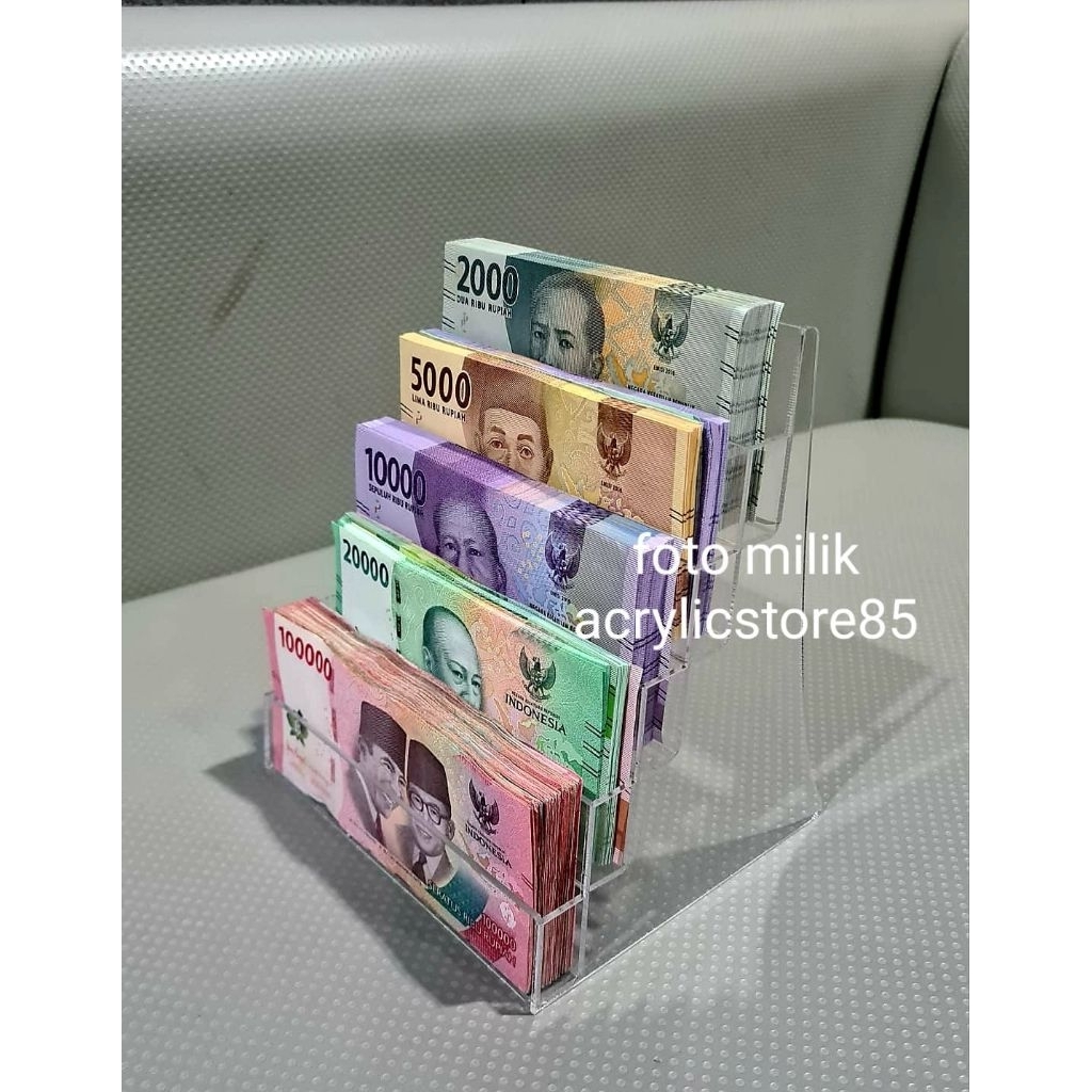 Acrylic baki/kotak/stand uang 5 tingkat (bahan 2mm)