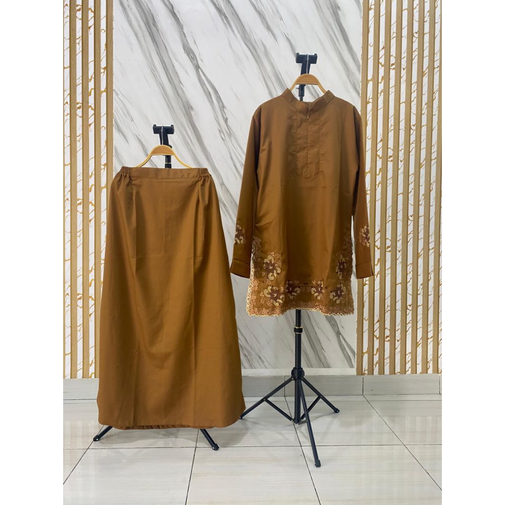 Stelan Baju Pemda Bordir ASN PDH Gamisnya Melayu  | Pakaian Seragaman Wanita | Bahan Toyobo Premium