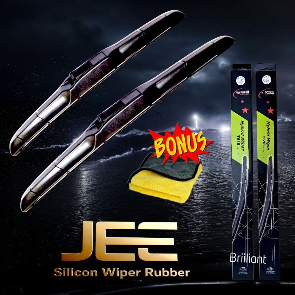 Wiper Kipas Kaca Hybrid JEE - Karet Silikon - Harga Sepasang