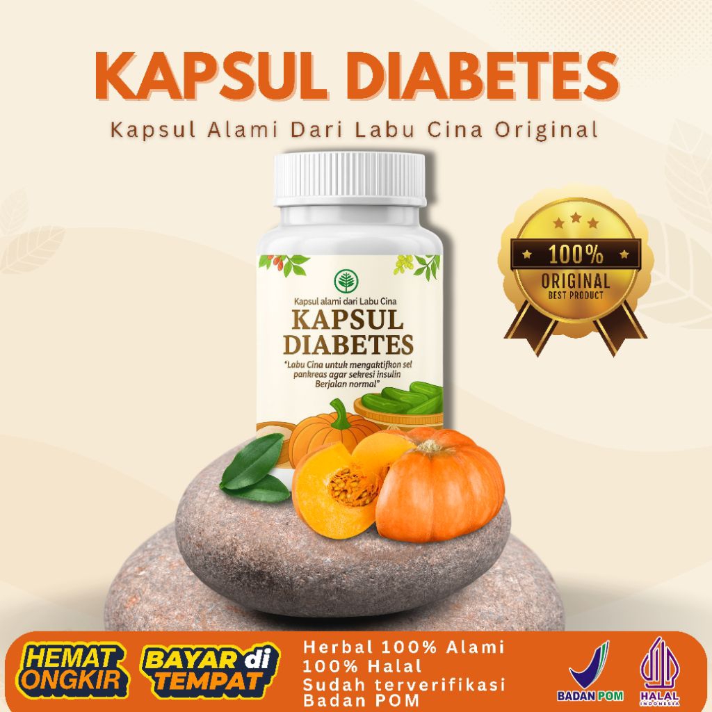 KAPSUL DIABETES PLUS ORIGINAL LABU CINA 100% HALAL & TERVERIFIKASI BPOM