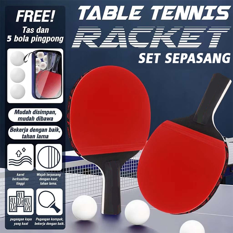 Bet Tennis Meja Pingpongm Set Lengkap Bet Bola Pingpong Premium Kayu Berkualitas