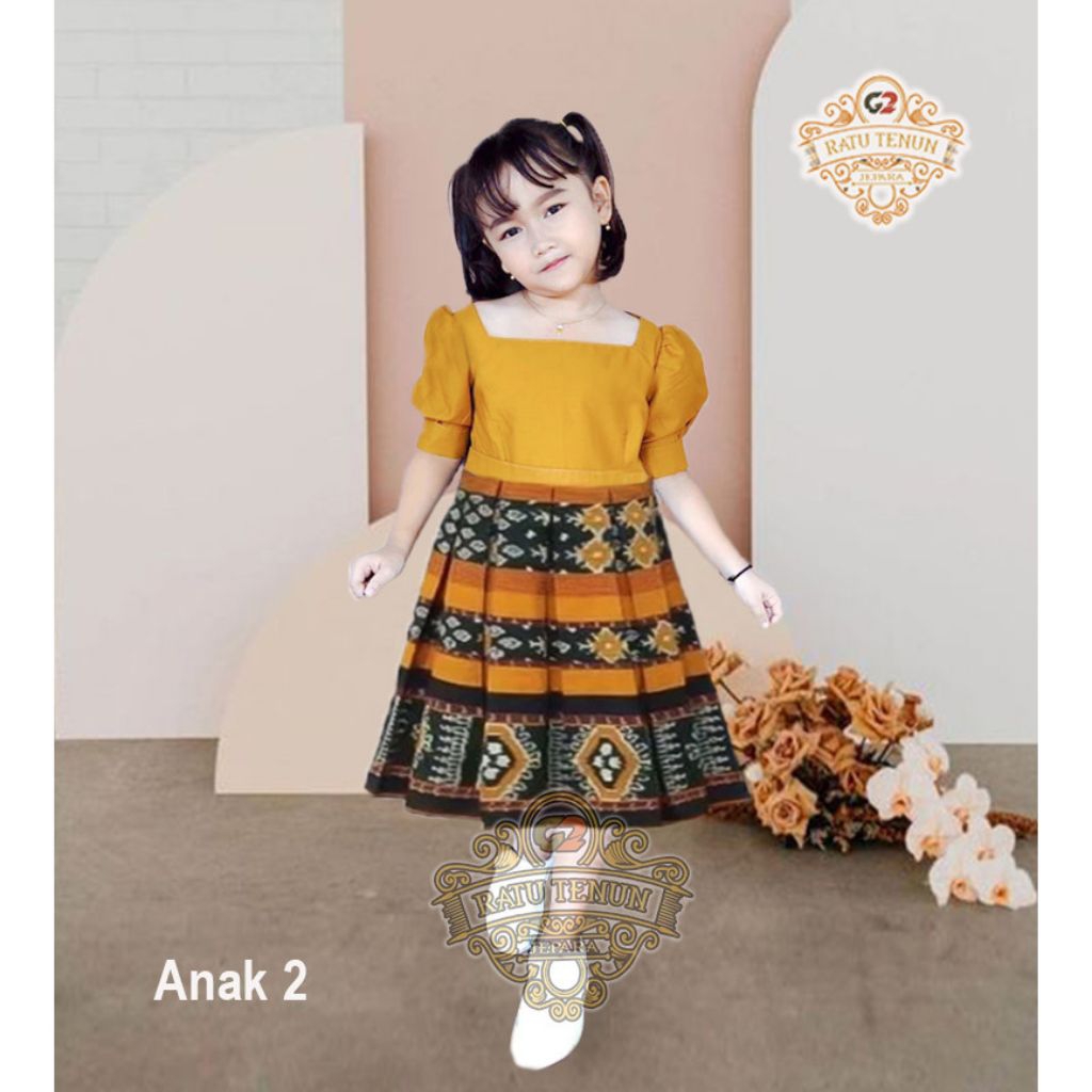 DRESS TENUN ANAK GAUN ANAK TENUN ETNIC COMBINASI