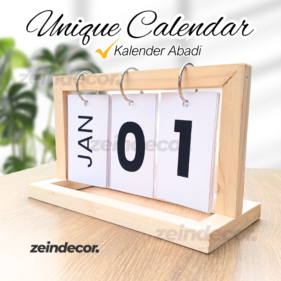 Kalender Meja Unik Abadi Kayu, Unique Desk Calendar, Kalender Meja Abadi Kayu