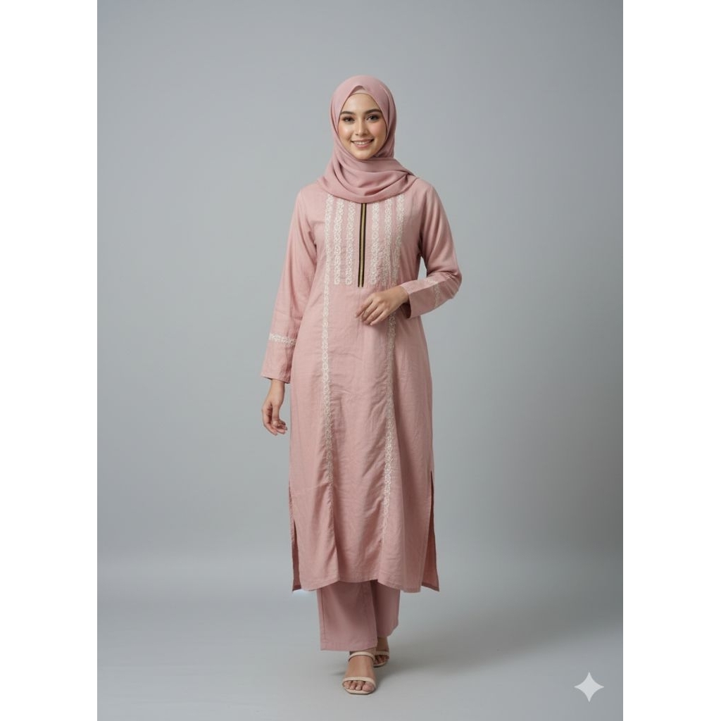 setelan tunik renda by dlusia dress