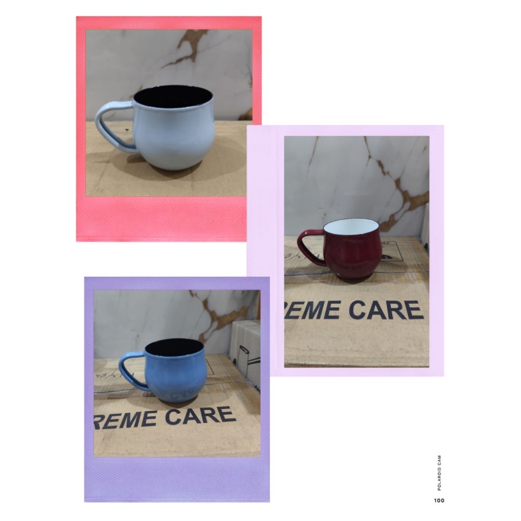 Mug enamel belly saucer enamel neli 8 cm