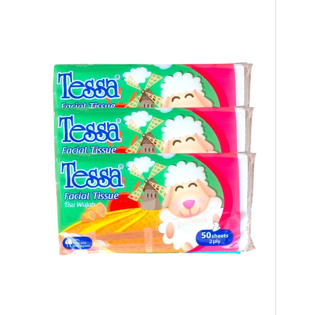 (3pcs) Tisu wajah - tisu travel tessa 50 sheet 2 ply