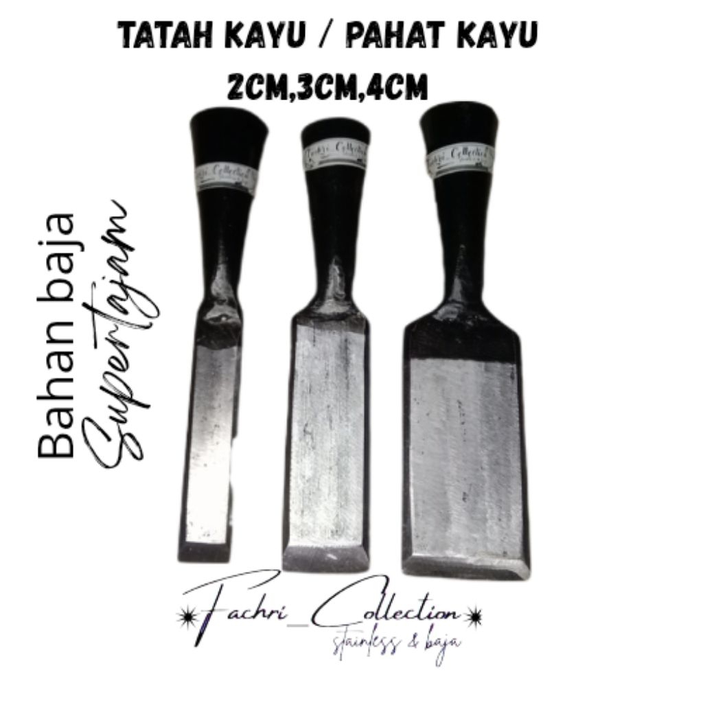 tatah kayu 1set 2cm,3cm,4cm / tatah kayu / pahat kayu bahan baja asli / alat pertukangan / pahat kay
