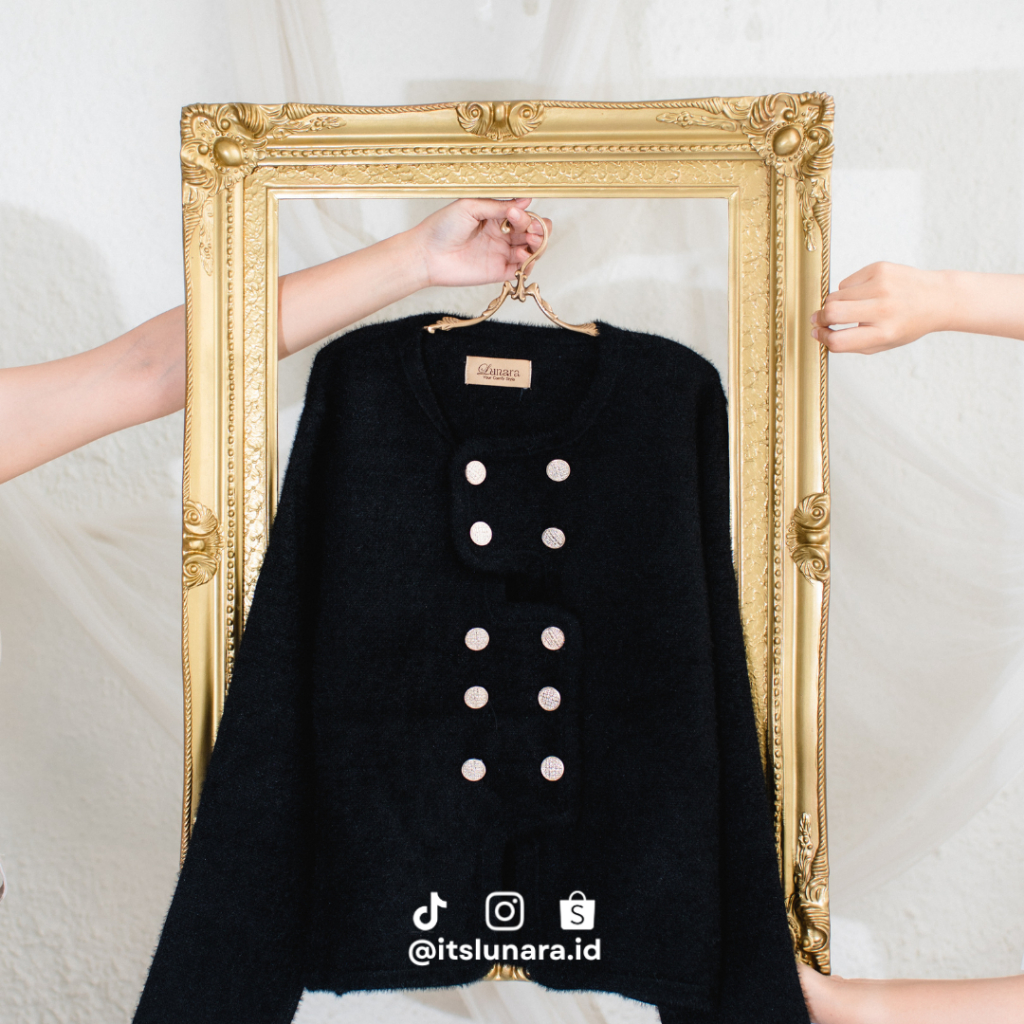 Selia Tweed Blazer Premium | Hitam