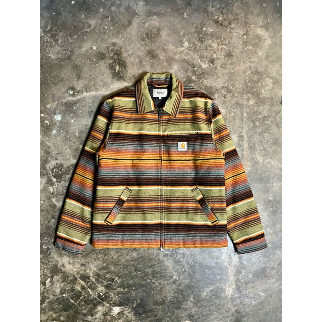 Carhartt WIP Detroit Tuscon Jacket Tuscon Stripe Dollar Green - Original 100%