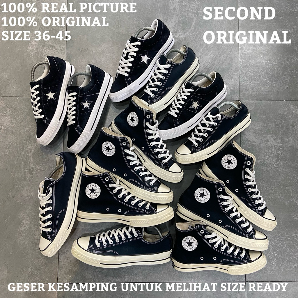 [Real Pict]Original Converse Chuck Taylor All Star 70S High/Low Black White Second 100% Original. Re