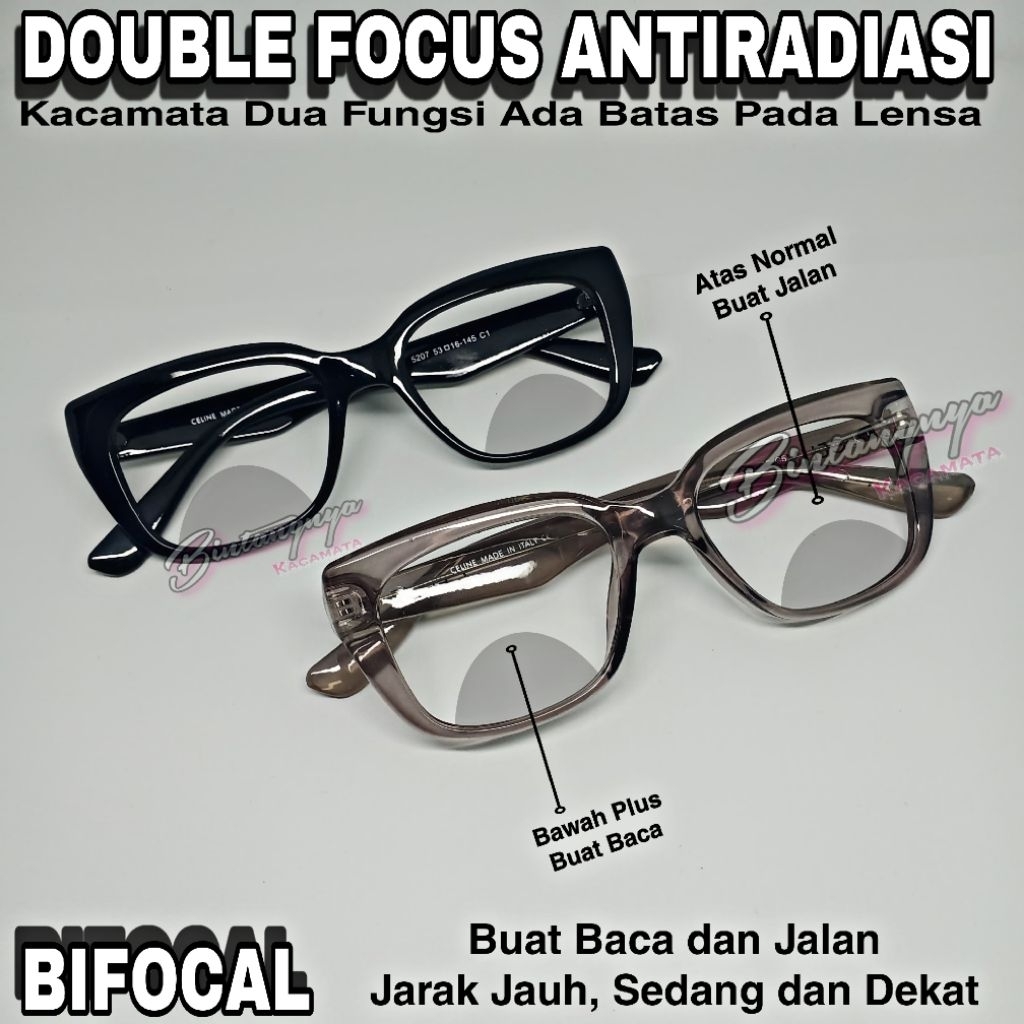Kacamata Cryptok Wanita 5207 Double Focus Antiradiasi Bisa Buat Jalan dan Baca
