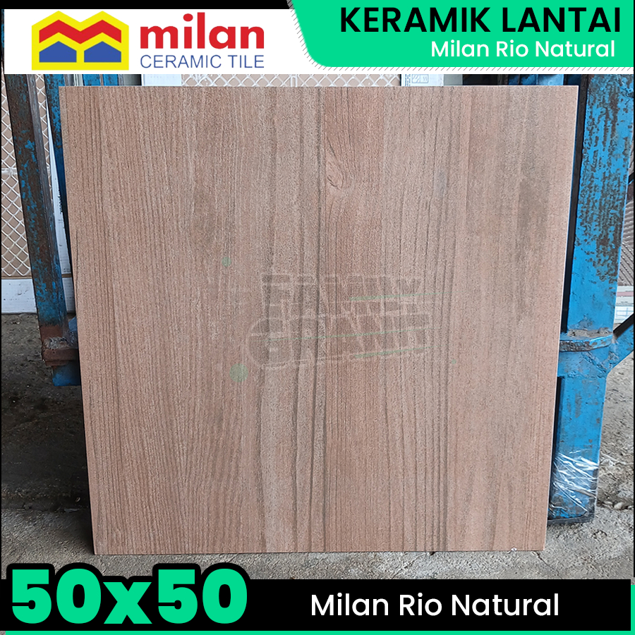 Keramik Motif Kayu 50x50 Milan Rio Natural Lantai Ubin Teras/Garasi/Carport Matte