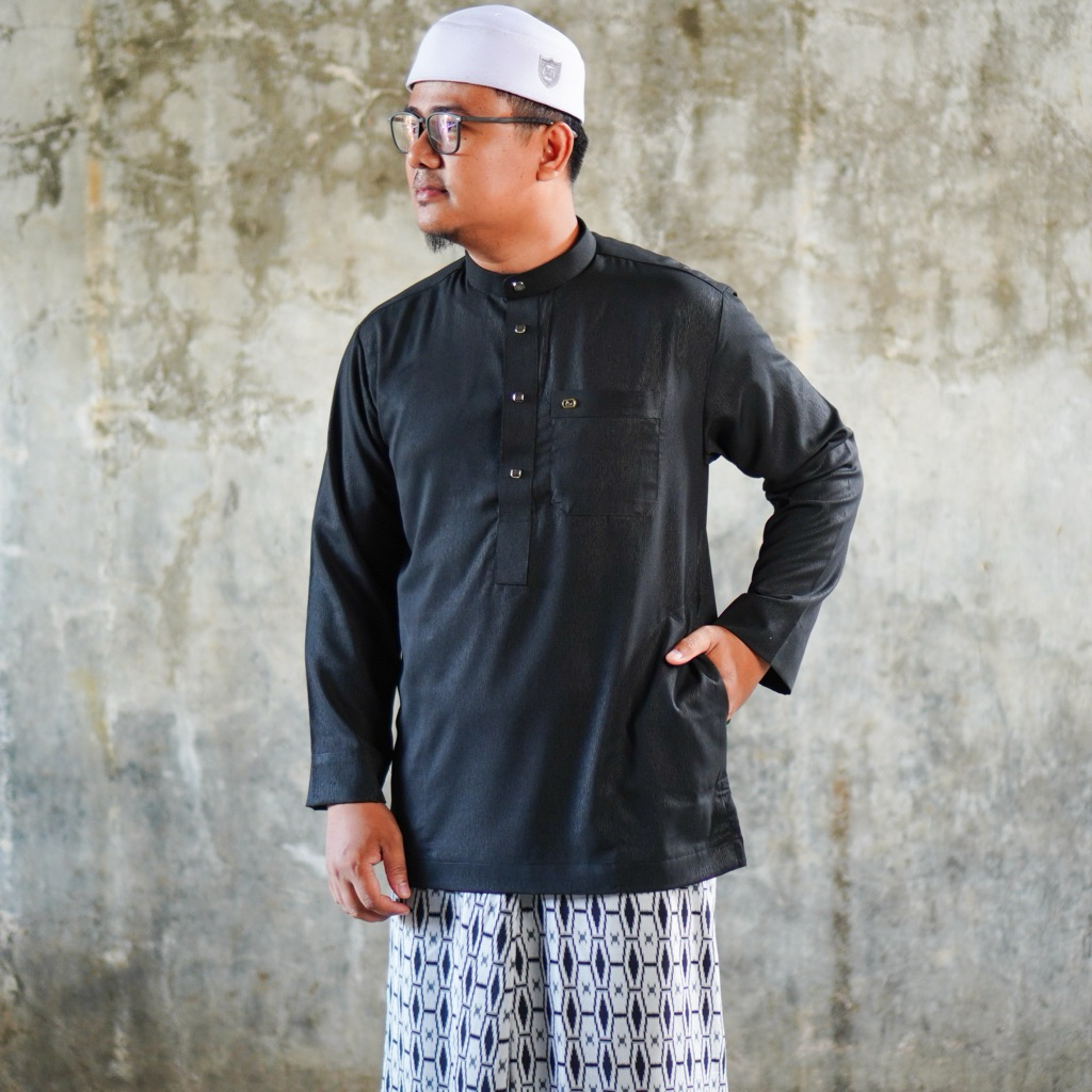 Bin Hasyim baju koko melayu lengan panjang bahan embos sultan kancing snap premium