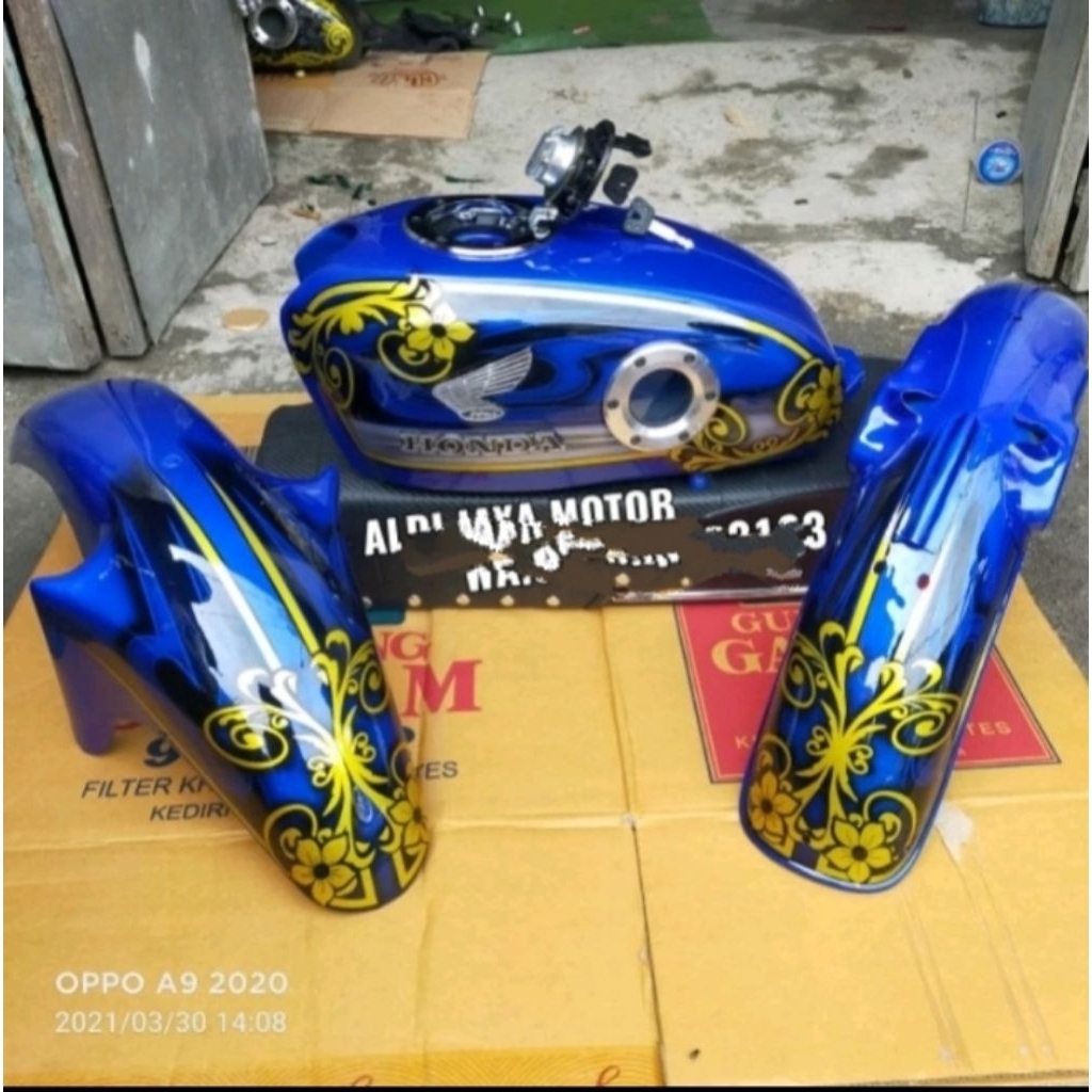 body set cb Aquarium tutup ninja motif full batik Airbrush terbaru warna warni anti karat