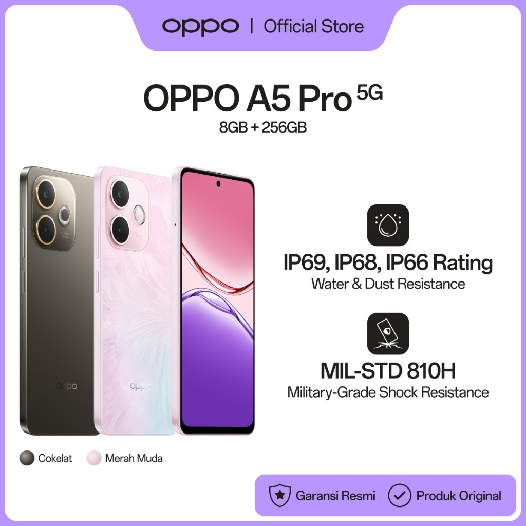 OPPO A5 Pro 5G [IP69 Water Resistant, Large Battery 5800mAh, Military-Grade Shock Resistance]