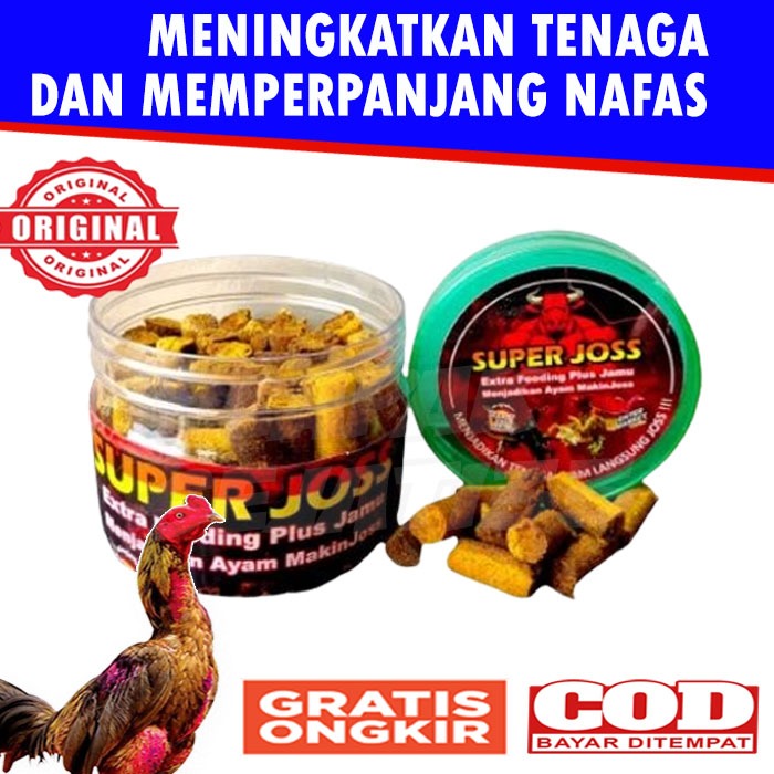 Jamu Ayam SUPER JOSS Plus Extra Fooding Bikin Kuat Nafas panjang Untuk Ayam Bangkok Aduan Isi 110 Bu