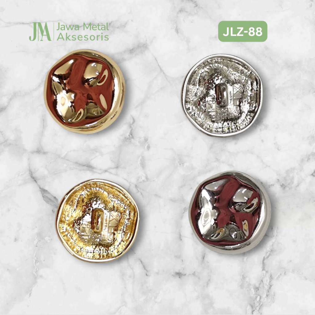 Kancing Baju Kemeja Jas Blazer Gold Silver Premium Motif Penyok Besar 18mm JMA Alloy Button JLZ-88