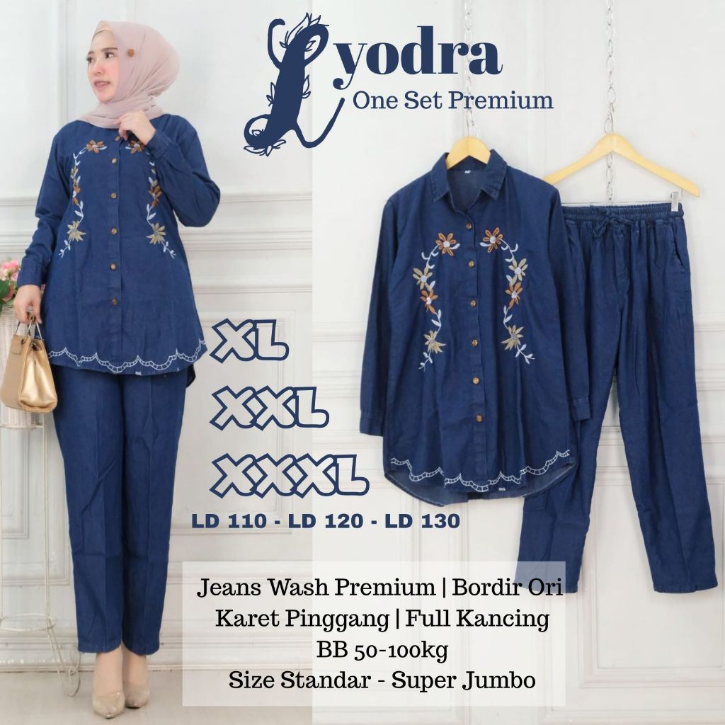 TERATAI LYODRA SET JEANS Pakaian Wanita Kekinian Ada Ukuran JUMBO OneSet Dewasa Perempuan Setcel