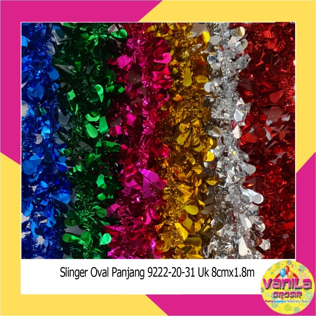 Slinger Oval Panjang , slinger Warna Warni, Hiasan Dekorasi,slinger dekorasi natal, slinger hiasan n