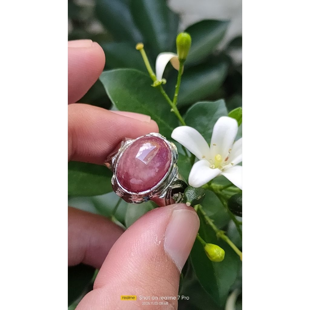 cincin natural ruby star ring alpaka