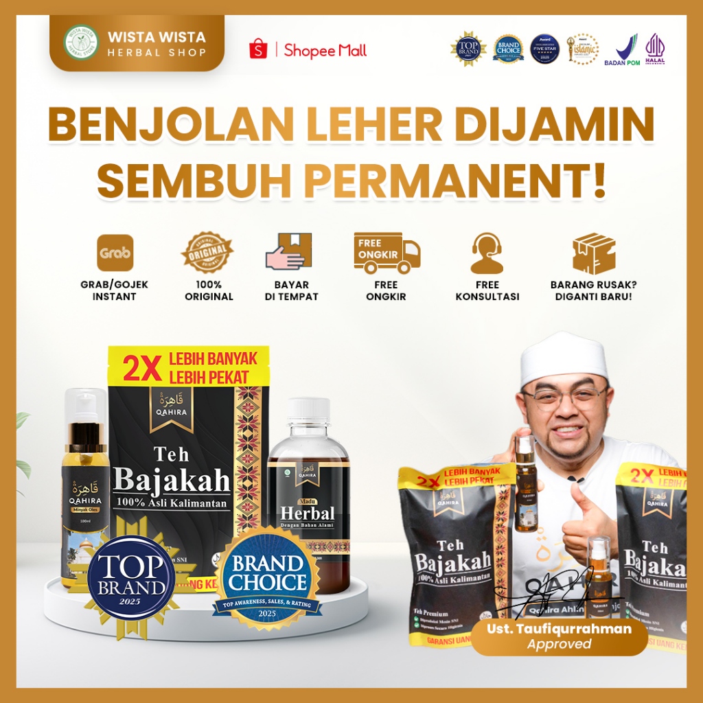 Qahira Herbal Untuk Pengobatan Alternatif Benjolan di Leher Dengan  Aman Dan Efektif BPOM Halal