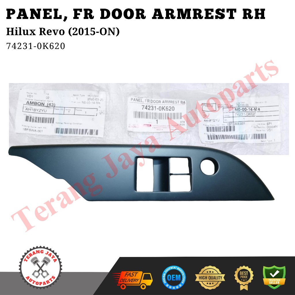 Panel Armrest/Panel Power Window Depan Kanan Hilux Revo (2015-ON) 74231-0K620 ASLI