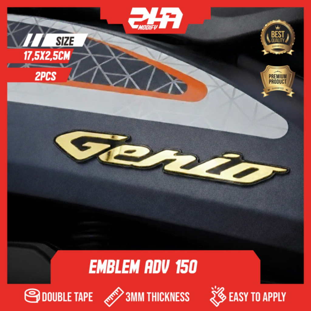 2PCS EMBLEM GENIO 3D LOGO TIMBUL MOTOR HONDA GENIO EMBLEM MOTOR EMBLEM MOBIL