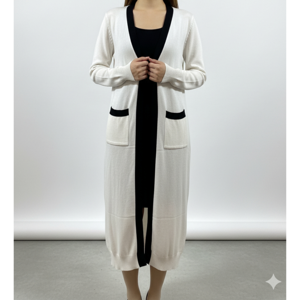 Pinkdose Cardigan Rajut Tunik Wanita Putih | Tunik Rajut Wanita