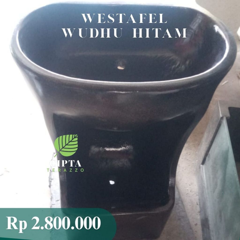 Wastafel Wudhu Hitam Terazzo | wastafel teraso hitam | wastafel elegan
