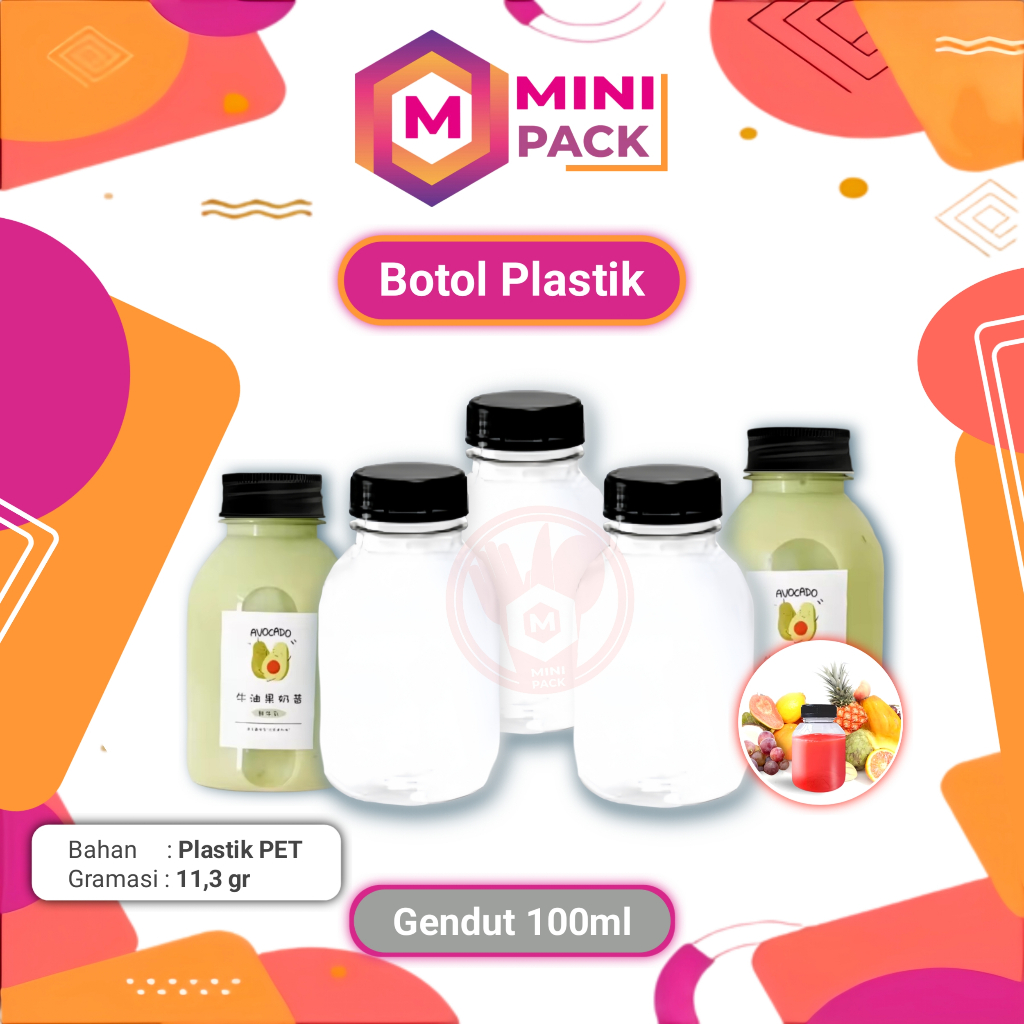 Botol Gendut Plastik Transparan Puding Sirup 100ml Gemuk 100 ml Puding Kecil Mungil Buncit Minuman K