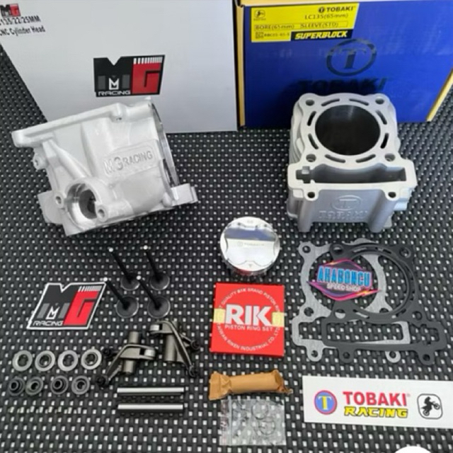 PAKET BOREUP BLOK TOBAKI MX KING VIXION 72 CERAMIC TYPE FIN + HEAD MX KING 25/22 MG RACING