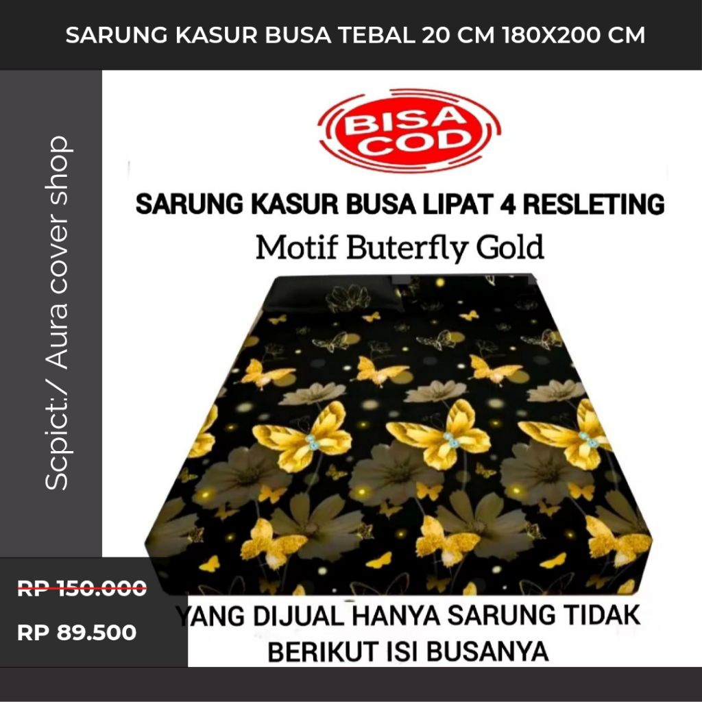 Promo SARUNG KASUR BUSA TEBAL 20 CM NO 1 2 3 4 / SPREI RESLETING KASUR BUSA DAN SPRINGBAD