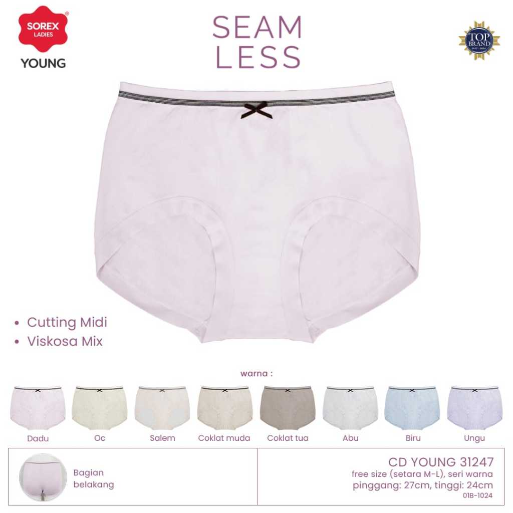 ( 3 Pcs) Sorex Celana Dalam Wanita Midi Katun Mix CD Young Seamless Sorex 31247 Freesize