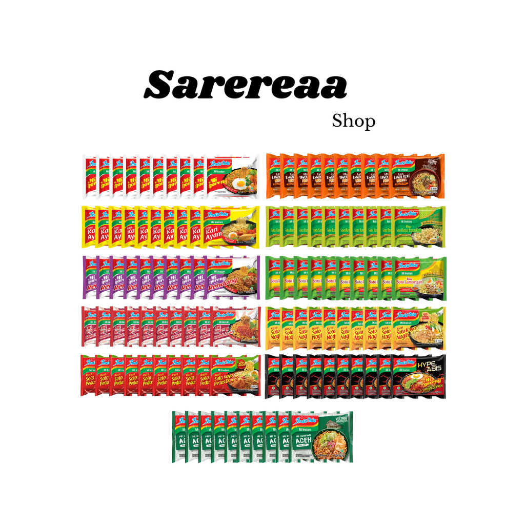 Paket 10 Pcs Indomie Aneka Rasa – Goreng, Kari Ayam, Soto, Soto Banjar Limau Kuit, Rendang, Aceh, Ri