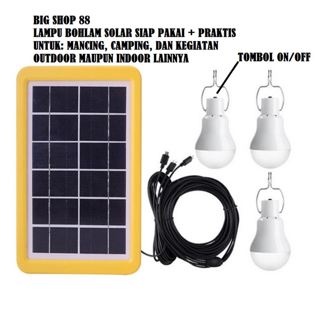PAKET PANEL SURYA / SOLAR CELL 3 LAMPU SIAP PAKAI
