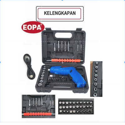 EOPA Screwdriver Batre Obeng Profesional Tools/ Mesin Bor Cordless Mini Set 4.2v 47pcs