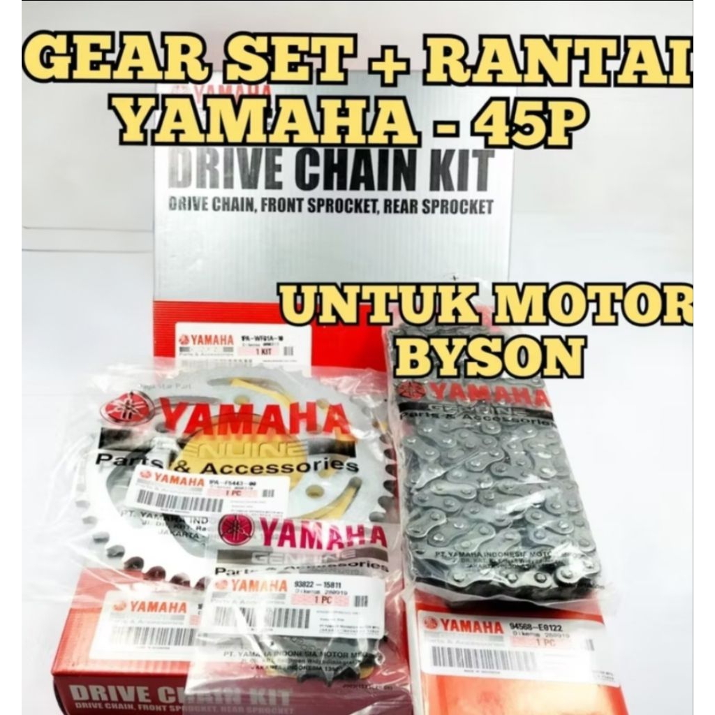 GEAR SET RANTAI 45P ORI YAMAHA BYSON, VIXION