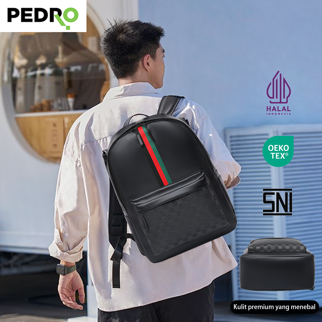 [100% produk asli Garansi 24 bulan][NEW][COD]PEDRO Ransel bergaris hitam, Light Edition-Laptop Backp